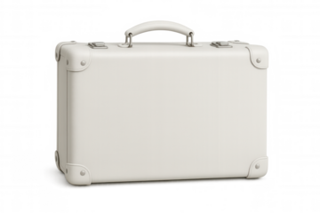 Classic white suitcase isolated on transparent background, ideal for travel and packing concepts