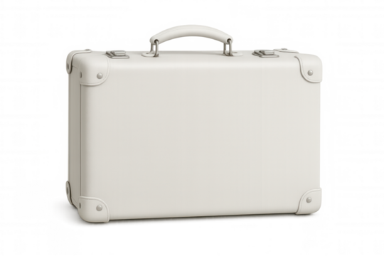 Classic white suitcase isolated on transparent background, ideal for travel and packing concepts - Powered by Adobe