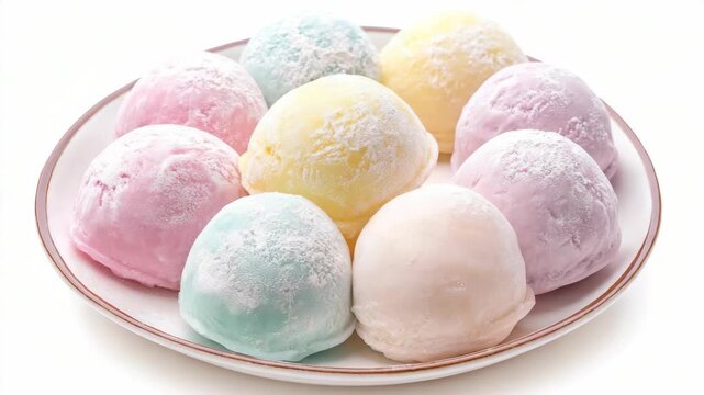 Sweet treats on a plate in pastel colors.