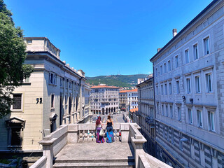 View at street of Trieste, Italy. Trieste is the capital city of the Friuli Venezia Giulia region in northeast Italy