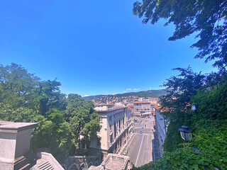View at street of Trieste, Italy. Trieste is the capital city of the Friuli Venezia Giulia region in northeast Italy