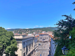 View at street of Trieste, Italy. Trieste is the capital city of the Friuli Venezia Giulia region in northeast Italy