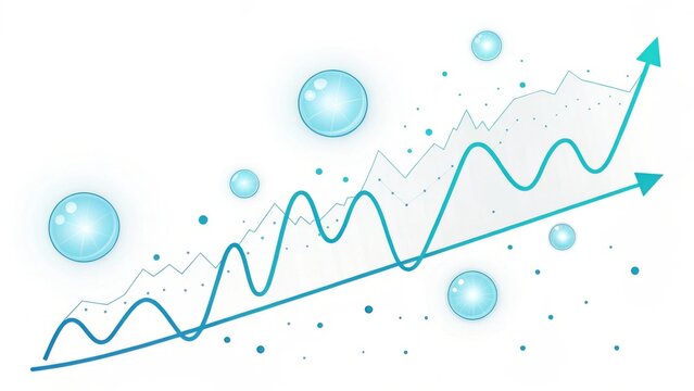 Upward trending financial graph with bubbles and data points - Powered by Adobe