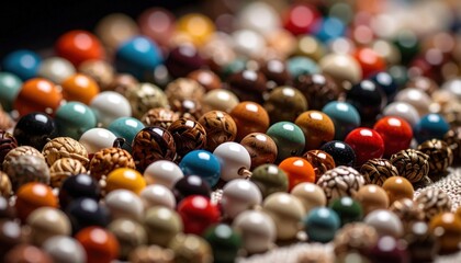 Close Up View Of Multicolored Beads