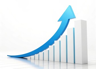 Blue arrow graph showing upward trend and growth