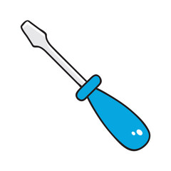 Screwdriver with a blue handle isolated vector illustration