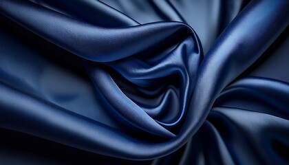 Fototapeta premium luxurious draped navy blue silk or satin fabric with soft folds framing a central space perfect for elegant backgrounds sophisticated product displays or formal designs