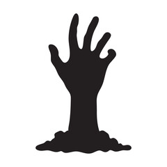 Zombie hand silhouette rising from the ground