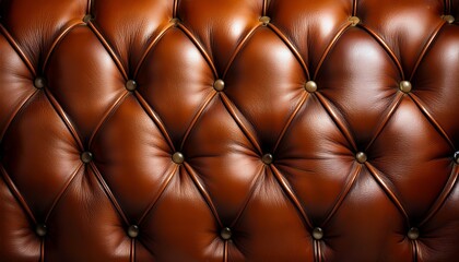 Fototapeta premium a close up of a tufted leather armchair in a rich brown color