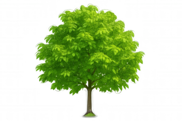 Green tree standing against transparent backdrop, representing ecological balance, environmental wellness, and sustainable development