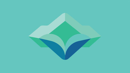 Geometric abstract logo design with teal and blue shades on a cyan background shape