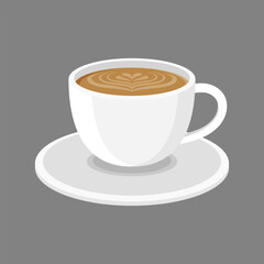 Coffee Cup with Heart Latte Art on Saucer