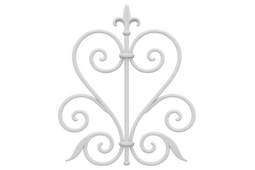 White metal ornament for gate with transparent background, perfect for graphic design projects