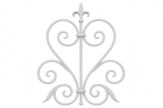 White metal ornament for gate with transparent background, perfect for graphic design projects