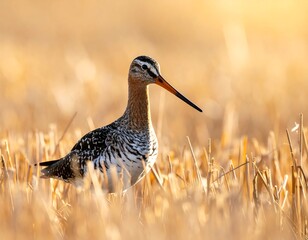 A wading bird in golden light