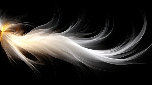 Fototapeta Long, flowing white hair with a bright orange and yellow flame on it. The hair is so long that it almost reaches the ground