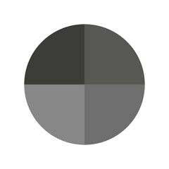 Monochrome chart Vector illustration. Four grey tones. Black and white palette. Circular graph symbol.