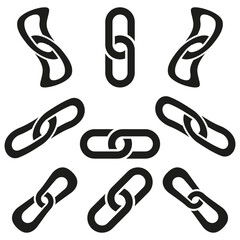 Chain link icon set. Connection security symbol. Network data Vector. Teamwork concept illustration.