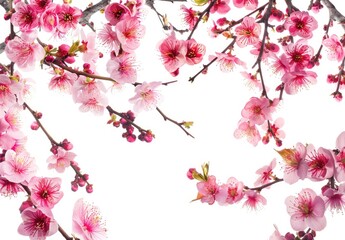 Naklejka premium Spring blossoms, branches, white background, nature, floral image. Possible use greeting card