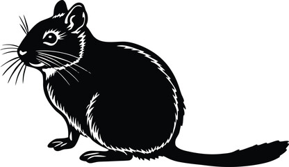 Black silhouette of a sitting rodent with whiskers