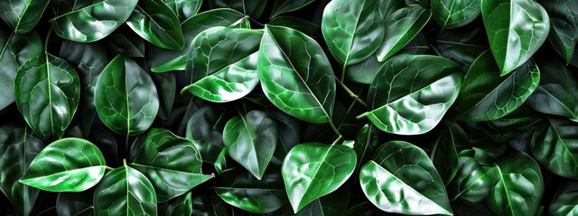 Obraz premium Lush green leaves close-up nature background