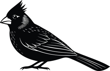 Black silhouette of a cardinal bird with crest
