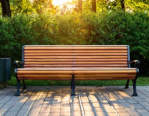 empty wooden park bench