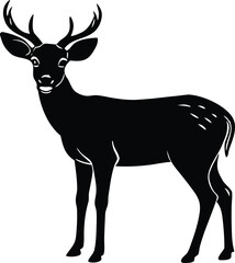 Black silhouette of a majestic deer with antlers