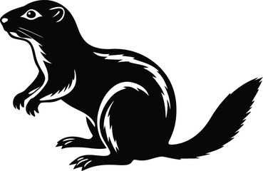 Stylized black silhouette of a groundhog sitting upright