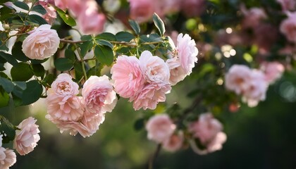 delicate pink rose petals cascade down a tree branch pink roses white flowers blooming tree nature photography