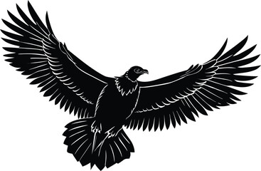 Majestic black eagle in flight with wings spread wide