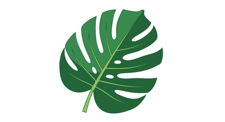 Stylized graphic illustration of a vibrant green tropical plant leaf, evoking a sense of lush nature and exotic botanical elegance, ideal for modern design.