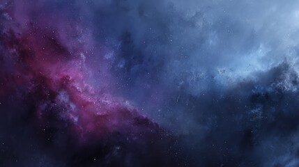 Fototapeta premium Blue and purple sky with stars and a galaxy. The sky is filled with stars and the galaxy is in the background