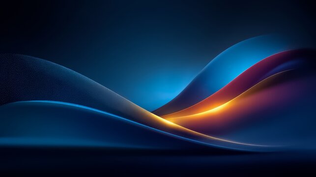 Blue and purple wave with orange and yellow streaks. The colors are bright and the waves are very long