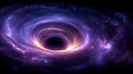 Obraz premium Purple hole in the sky with stars surrounding it. The hole is surrounded by a purple and blue swirl of stars