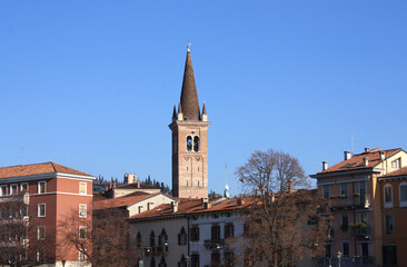 Fototapeta premium Bell Tower of the Church of Saint Thomas Becket, Verona, Italy 