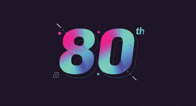 80th Anniversary Celebration: Gradient Pink and Blue Number Design