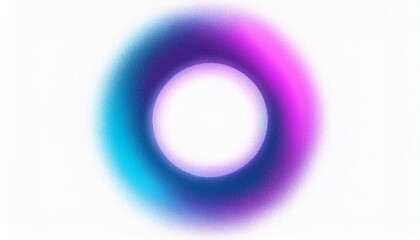 abstract grainy gradient blurred glowing ring on white background blue and purple noise texture effect