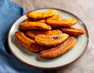 freshly baked hot fried plantain bananas with a crispy golden exterior and a sweet tender interior a delightful treat straight from the oven offering a warm tropical flavor