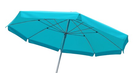 Teal Beach Umbrella Isolated Against White Background
