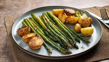 grilled asparagus paired with roasted potatoes a delicious combination highlighting smoky asparagus flavors and hearty tender potatoes for a satisfying dish