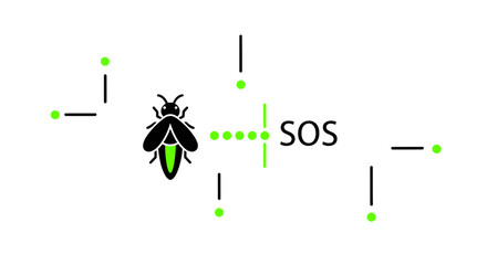 Firefly SOS Signal Communicating Vector Illustration Symbolic Rescue Concept Design