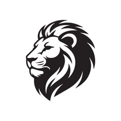 stylized lion head line art vector black and white powerful mane symbol of strength courage leader royalty wild portrait