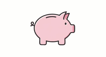 Obraz premium Cartoon Pink Piggy Bank with Coin Slot and Curly Tail