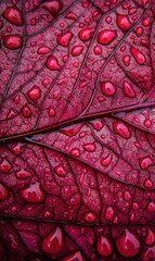 Vibrant Purple Leaf Covered in Droplets After a Rain Shower
