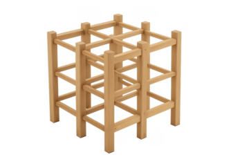 Empty wooden wine rack with transparent background