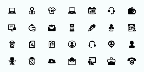 Freelance & Remote Work Line Art Vector Icons &mdash; Independent Professionals, Home Office, Project Management, Client Communication, and Productivity Tools for Freelancers

