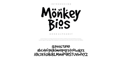 Monkey Bios rough abstract digital alphabet font typography. Bold Condensed Display Font. Vector illustration  © Luke Project