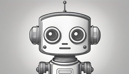 simple outline of a robot with antenna and rounded features highlighted in light gray