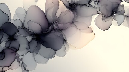 Abstract ink floral design with muted shades.